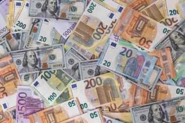 Dolar ve Euro çok. Arka plan ve doku