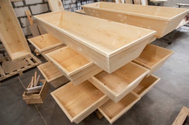carpentry shop, making coffins in carpentry