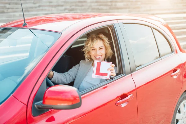 Attractive Blonde Car Showing Keys — Stock Photo, Image