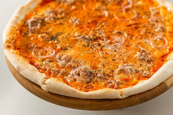 Koncepció Promóciós Szórólap Poszter Éttermek Vagy Pizzériák Sablon Ízletes Pepperoni — Stock Fotó