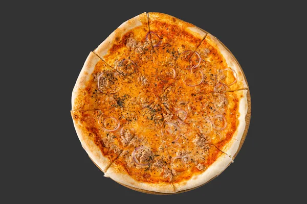 コンセプトプロモーションチラシとレストランやピザのポスター おいしい味のペパロニピザとテンプレート モッツァレラチーズとあなたのテキストのためのコピースペース — ストック写真