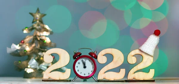 祝2022年新年快乐 新年决心的背景和幸福的祝愿 — 图库照片
