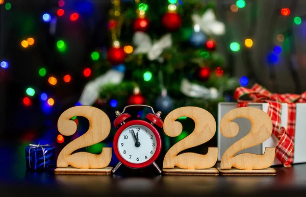 Mutlu yıllar 2022. Banner, tebrik kartı. Yeni yıl kararları ve mutlu dilekler için arka plan.