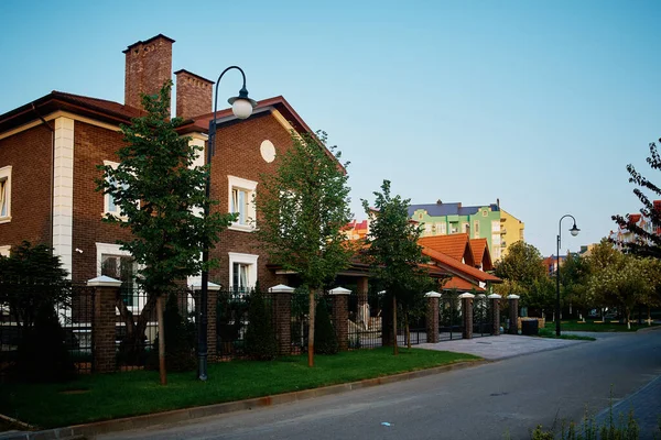 Street Beautiful Residential Houses Upscale Cottage Stock Picture