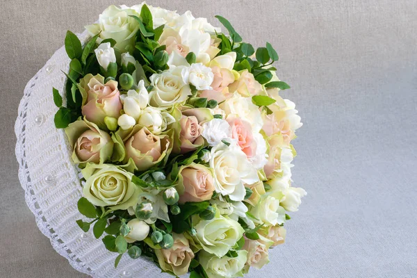 Beautiful Wedding Bouquet Roses Light Background — Fotografia de Stock