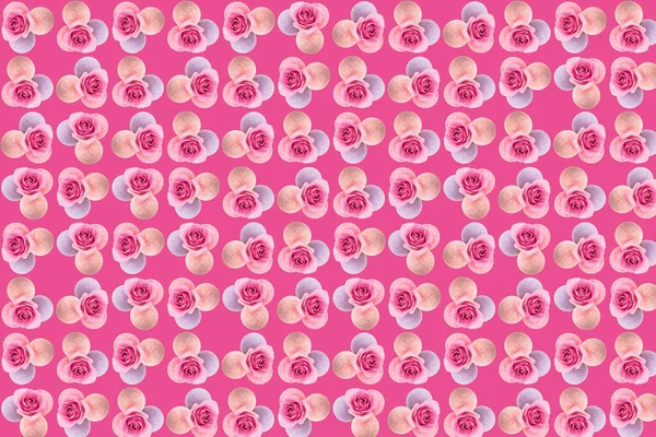 Абстрактний Склад Різних Бомб Ванни Квітками Натуральної Троянди Яскраво Рожевому — стокове фото