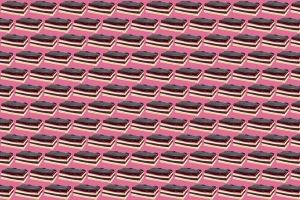 Abstract Patroon Achtergrond Bestaat Uit Kersen Taarten Levendige Roze Kleuren — Stockfoto
