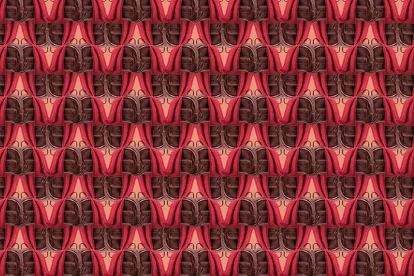 과붉은 스카프로 구성된 패턴의 — 스톡 사진