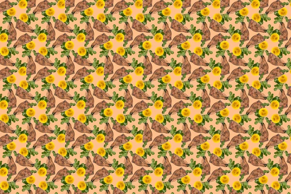 Abstract Patroon Collage Achtergrond Samengesteld Uit Grote Gele Chrysant Bloemen — Stockfoto