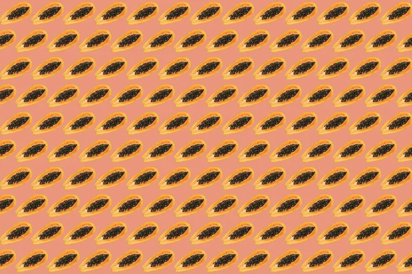 Abstract Collage Achtergrond Samengesteld Uit Een Zich Herhalend Half Papaya — Stockfoto