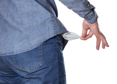 Boş cepler. İflas finansal kriz ve yoksulluk kavramı. Kapat..
