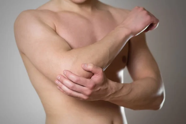 Elbow Pain Man Elbow Hurts — Stock Photo, Image