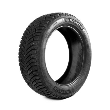 Krasnoyarsk, Rusya, 1 Şubat 2022: Michelin X Ice North 4, 300 çivili yeni güvenli kış lastiği. Kapat..