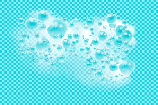 Mousse Bain Avec Bulles Shampooing Isolées Sur Fond Transparent Rasage — Image vectorielle