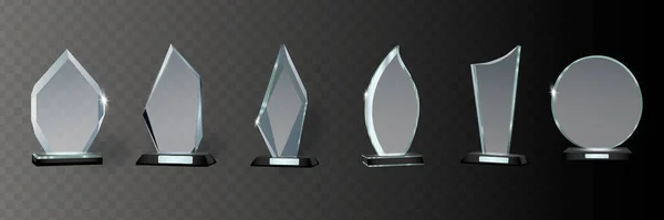 Lege Glazen Trofee Een Transparante Achtergrond Glanzende Trofee Voor Prijs — Stockvector