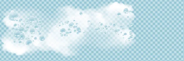 Espuma Baño Con Burbujas Champú Aisladas Sobre Fondo Transparente Vector — Vector de stock