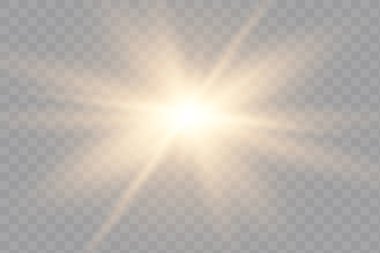 Sarı parlak ışık şeffaf bir arkaplanda patlar. Parlak sihirli toz parçacıkları.