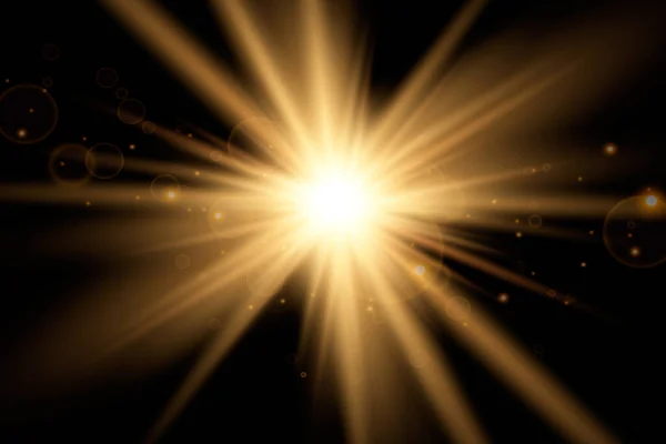 Efecto Luz Golden Glow Estrella Reventó Con Destellos Ilustración Vectorial — Archivo Imágenes Vectoriales