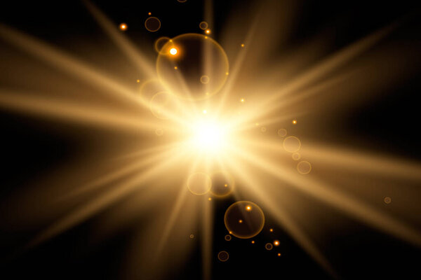 Golden Glow light effect. Star burst with sparkles. Vector Illustration.