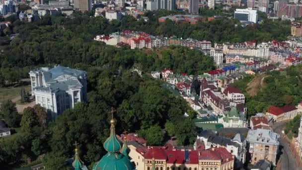 Vue Dessus Podol Nombreux Bâtiments Églises — Video