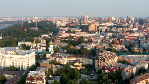 Vue Dessus Centre Capitale Ukraine Vue Soir Sur Les Maisons — Video