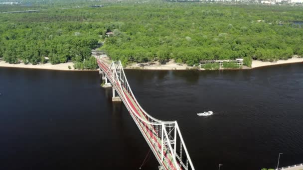 Vol Été Dessus Passerelle Kiev Pont Sur Dniepr Une Belle — Video