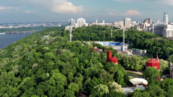 Prachtige Vlucht Van Boven Hoofdstad Van Oekraïne Kiev Bovenaanzicht Van — Stockvideo