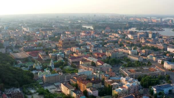 Vista Superior Podol Muchos Edificios Iglesias Vista Superior Del Centro — Vídeo de stock