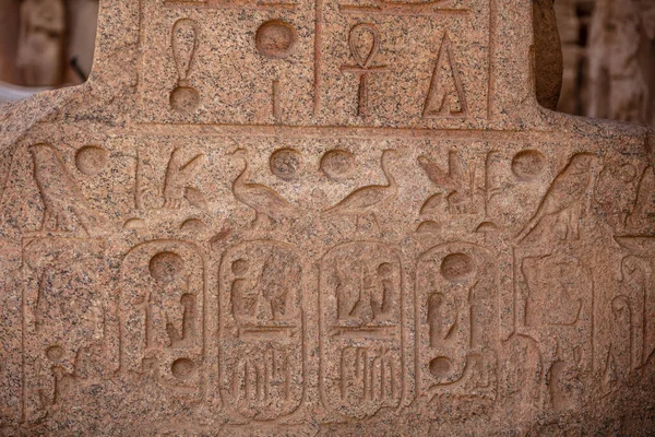 Different Hieroglyphs Walls Columns Karnak Temple Karnak Temple Largest Complex — Stock Photo, Image