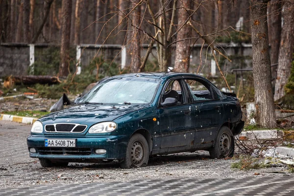 Hostomel Kyev Regionen Ukraine 2022 Shot Cars Gaderne Hostomel Byer - Stock-foto