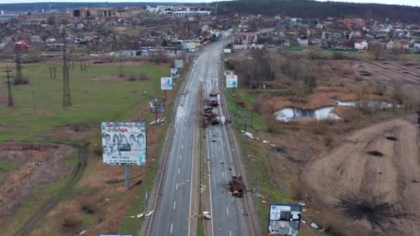 Hostomel Regione Kyev Ucraina 2022 Vista Dall Alto Della Strada — Video Stock