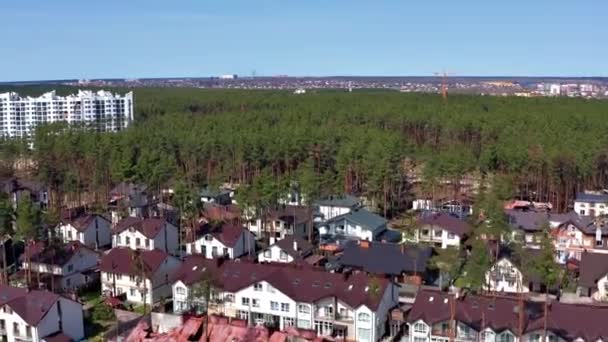 Hostomel Kyev Bölgesi Ukrayna 2022 Yıkılmış Yanmış Evlerin Havadan Görünüşü — Stok video