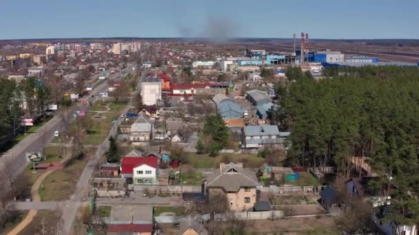 Вид Воздуха Разрушенные Сожженные Дома Дома Разрушены Ракетами Минами Российских — стоковое видео