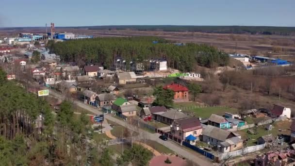 Luchtfoto Van Verwoeste Verbrande Huizen Huizen Werden Vernietigd Door Raketten — Stockvideo