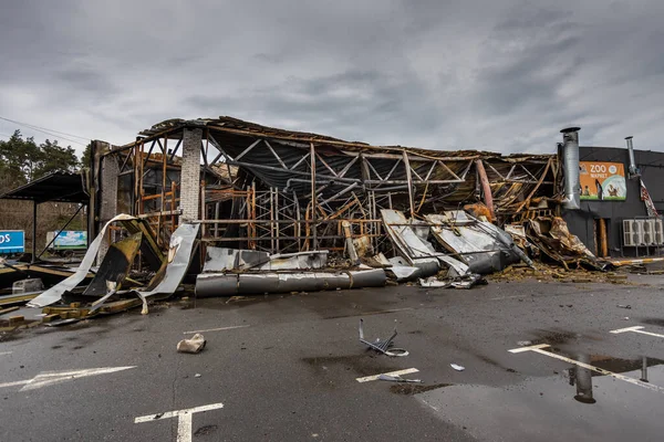 Hostomel Kyev Region Ukraine 2022 Store Which Bombed Looted Russian - Stock-foto