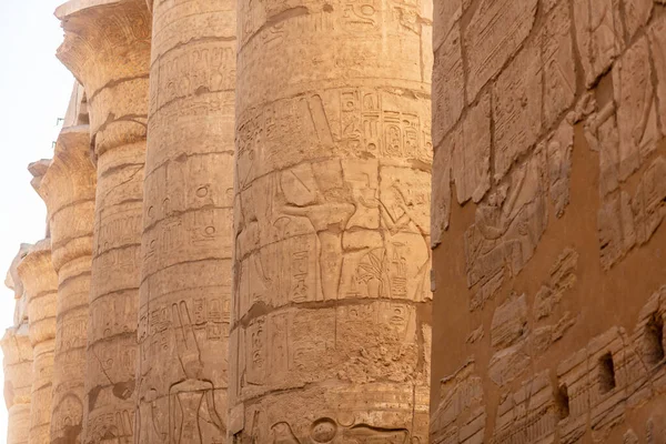 Different Hieroglyphs Walls Columns Karnak Temple Karnak Temple Largest Complex — 스톡 사진