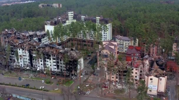 Vue Aérienne Des Maisons Détruites Incendiées Des Maisons Ont Été — Video