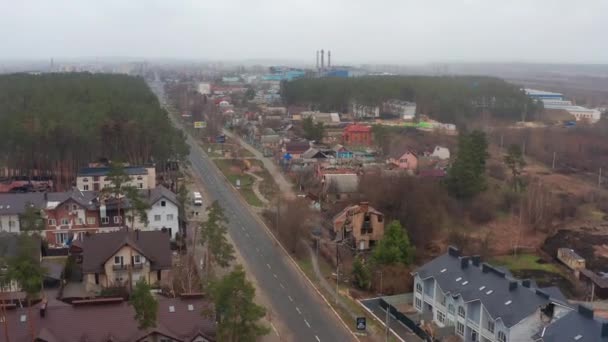 Vue Aérienne Des Maisons Détruites Incendiées Des Maisons Ont Été — Video