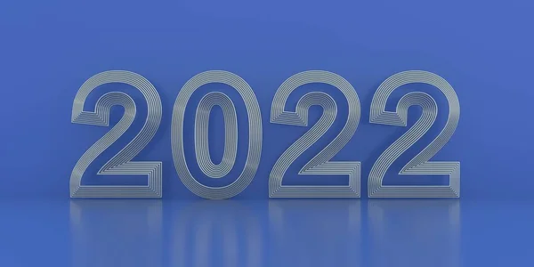 2022 Happy New Year Number Digits Silver Wire Blue Background — Stock Photo, Image