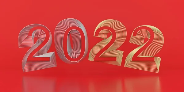 2022 Feliz Ano Novo Número Dígitos Fio Ouro Prata Fundo — Fotografia de Stock