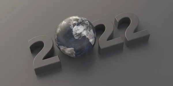 2022 Nouvel Jour Heure Terre Environnement Concept Écologique Chiffres Numériques — Photo