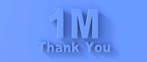 1Mのフォロワーのお祝い 青色の背景に100万のテキストをありがとうございました ネットワークの友人や加入者のための感謝カード ソーシャルメディアの感謝デザイン 3Dイラスト — ストック写真