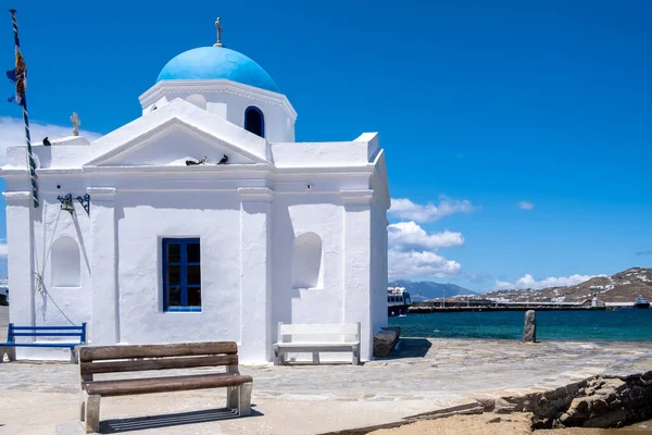 Chora Mykonos Cyclades 그리스 배경에 예배당 — 스톡 사진