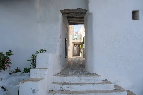 ギリシャ キクラデス フォルゲガンドロス島 カストロへの入り口 コラの古い城伝統的な石の舗装された路地Stegadiと呼ばれる — ストック写真