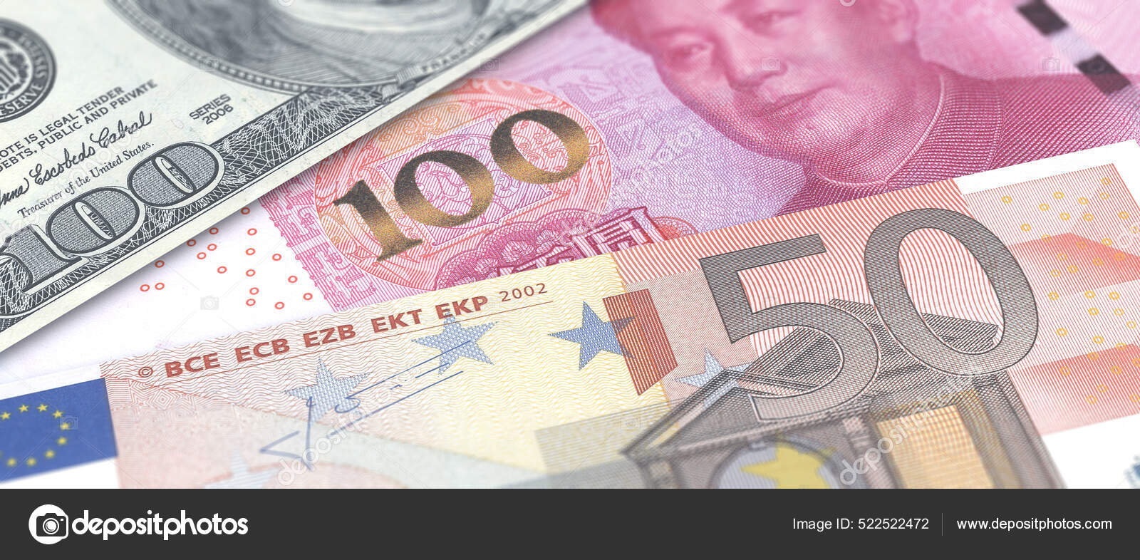 Chinese Yuan Euro Dollars Banknotes Background China United States America  — Stock Photo © gioiak2 #522522472