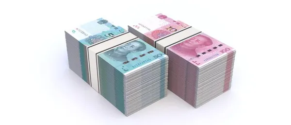 Banknotenbündel Aus Chinesischen Yuan Renminbi Banknoten Isoliert Auf Weißem Hintergrund — Stockfoto