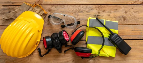 Equipamento Proteção Individual Trabalho Saúde Segurança Trabalho Para Indústria Canteiro — Fotografia de Stock