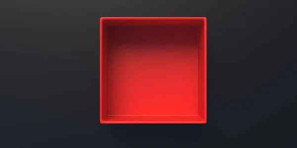 Подарочная Коробка Красный Цвет Открыт Черном Фоне Концепция Рекламы Презентации — стоковое фото