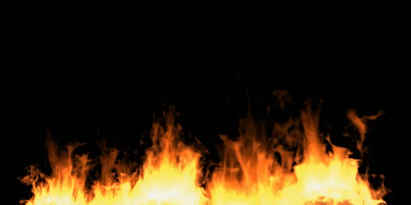 黒の背景に火の点火 水平炎 燃えるようなエネルギーの山火事を燃焼 グリーティングホリデーグリーティングカードテンプレート 3Dイラストレシオ — ストック写真