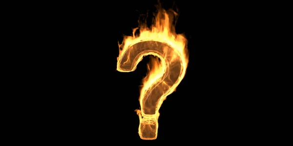 Burning Signo Interrogación Fuego Símbolo Llama Con Humo Efecto Ardiente —  Fotos de Stock